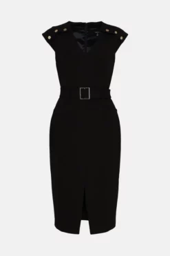 Hot Sale 🔥 Karen Millen Tall Structured Crepe Belted Forever Midi 👗 Dress ✨ -Workwear Shop bkk06929 black xl 5
