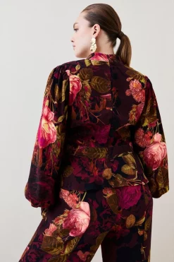 Best deal ⌛ Karen Millen Plus Size Photographic Floral Woven Blouse 🌟 -Workwear Shop bkk07013 floral xl 2
