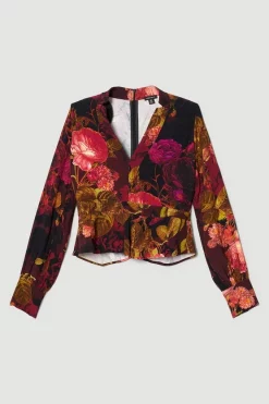 Best deal ⌛ Karen Millen Plus Size Photographic Floral Woven Blouse 🌟 -Workwear Shop bkk07013 floral xl 3