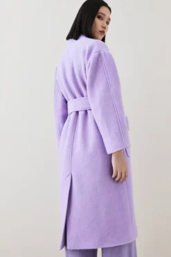 Flash Sale 🌟 Karen Millen Italian Wool Soft Textured Midi Belted 🧥 Coat 😀 -Workwear Shop bkk07062 lilac xl 2
