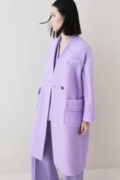 Flash Sale 🌟 Karen Millen Italian Wool Soft Textured Midi Belted 🧥 Coat 😀 -Workwear Shop bkk07062 lilac xl 4