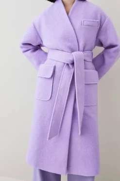 Flash Sale 🌟 Karen Millen Italian Wool Soft Textured Midi Belted 🧥 Coat 😀 -Workwear Shop bkk07062 lilac xl 5