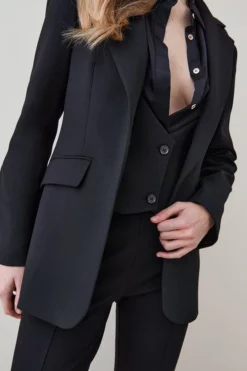 Promo ⌛ Karen Millen Compact Stretch Waistcoat Insert Blazer 😀 -Workwear Shop bkk07085 black xl 4