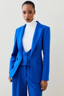 Flash Sale ✔️ Karen Millen Compact Stretch Tab Detail Single Breasted Tailored Jacket ⌛