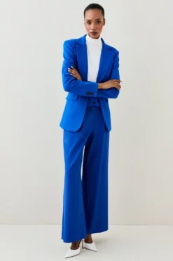 Flash Sale ✔️ Karen Millen Compact Stretch Tab Detail Single Breasted Tailored Jacket ⌛ -Workwear Shop bkk07086 cobalt xl 2