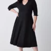 Coupon ⭐ Karen Millen Plus Size Structured Crepe Full 👗 Skirted Midi 👗 Dress ✨