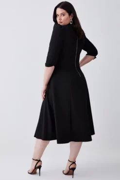 Coupon ⭐ Karen Millen Plus Size Structured Crepe Full 👗 Skirted Midi 👗 Dress ✨ -Workwear Shop bkk07209 black xl 2
