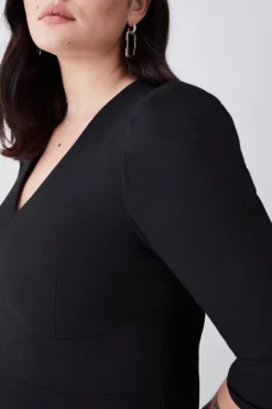 Coupon ⭐ Karen Millen Plus Size Structured Crepe Full 👗 Skirted Midi 👗 Dress ✨ -Workwear Shop bkk07209 black xl 4