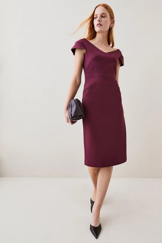 Outlet 👏 Karen Millen Petite Structured Crepe Cross Detail Midi 👗 Dress 🤩 2 Outlet 👏 Karen Millen Petite Structured Crepe Cross Detail Midi 👗 Dress 🤩 - Image 2