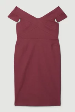Best Pirce ❤️ Karen Millen Plus Size Structured Crepe Cross Detail Midi 👗 Dress 👏 -Workwear Shop bkk07220 merlot xl 3