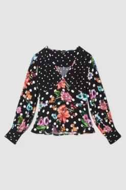 Cheap 🥰 Karen Millen Spots And Floral Woven Blouse 🛒 -Workwear Shop bkk07414 floral xl 3