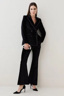 Best Sale ⌛ Karen Millen Velvet Double Breasted Tailored Jacket 🛒 -Workwear Shop bkk07514 black xl 2