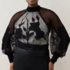 Cheap 👍 Karen Millen Lydia Millen Plus Size Floral Applique Blouse 🔔