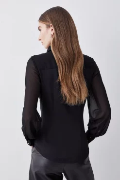 Best deal 🧨 Karen Millen Frill Detail Button Up 👕 Shirt 🥰 -Workwear Shop bkk07647 black xl 2