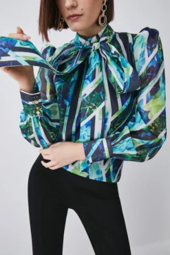 Cheapest 🎁 Karen Millen Patchwork Floral Organdie Tie Neck Blouse 🎉