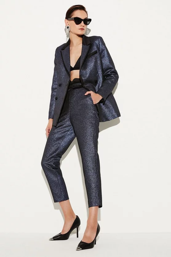 Best deal ๐ Karen Millen Metallic Jacquard Waistband Detail Slim Leg Trouser ๐ 1 Best deal ๐ Karen Millen Metallic Jacquard Waistband Detail Slim Leg Trouser ๐