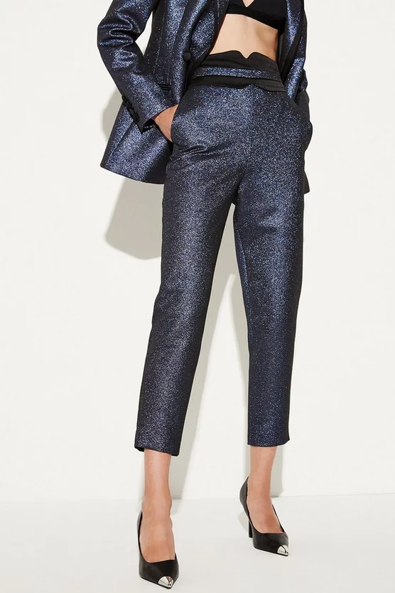 Best deal ๐ Karen Millen Metallic Jacquard Waistband Detail Slim Leg Trouser ๐ 2 Best deal ๐ Karen Millen Metallic Jacquard Waistband Detail Slim Leg Trouser ๐ - Image 2