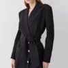 Deals ⭐ Karen Millen Stretch Cady Tie Belt Blazer Mini 👗 Dress 👏