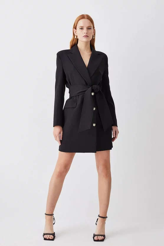 Deals ⭐ Karen Millen Stretch Cady Tie Belt Blazer Mini 👗 Dress 👏 2 Deals ⭐ Karen Millen Stretch Cady Tie Belt Blazer Mini 👗 Dress 👏 - Image 2