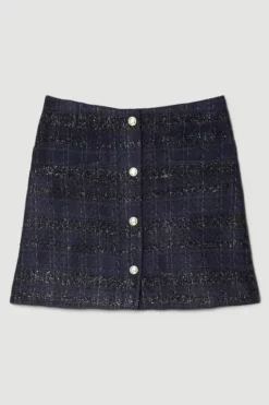 Hot Sale 🌟 Karen Millen Tweed A Line Mini 👗 Skirt ⭐ -Workwear Shop bkk07910 navy xl 3