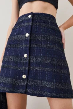 Hot Sale 🌟 Karen Millen Tweed A Line Mini 👗 Skirt ⭐ -Workwear Shop bkk07910 navy xl 4
