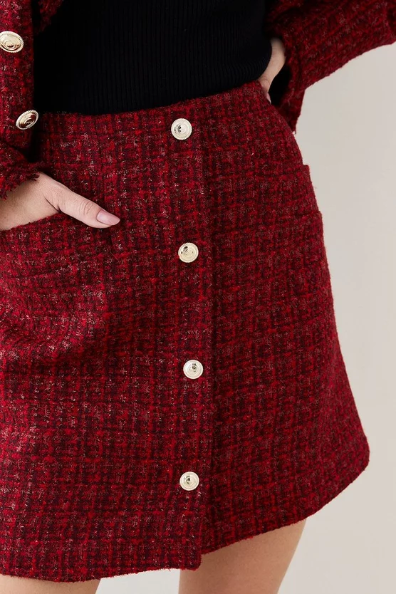 Discount 🥰 Karen Millen Tweed Gold Button Detail A Line Mini 👗 Skirt 😍 2 Discount 🥰 Karen Millen Tweed Gold Button Detail A Line Mini 👗 Skirt 😍 - Image 2