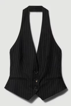 Outlet 💯 Karen Millen Pinstripe Waistcoat 🎁 -Workwear Shop bkk07930 black xl 3