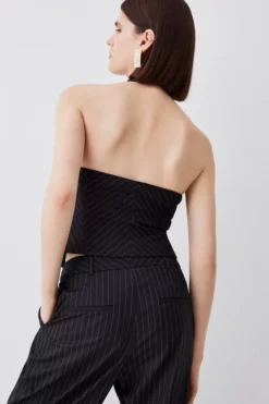 Outlet 💯 Karen Millen Pinstripe Waistcoat 🎁 -Workwear Shop bkk07930 black xl 4