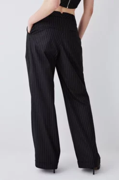 Best Pirce 👍 Karen Millen Pinstripe Wide Leg Trouser 🤩 -Workwear Shop bkk07931 black xl 4