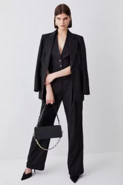 Cheapest 🧨 Karen Millen Pinstripe Single Breasted Blazer 🎉 -Workwear Shop bkk07950 black xl 2