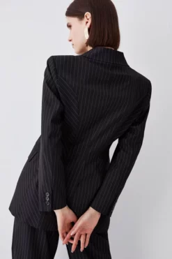 Cheapest 🧨 Karen Millen Pinstripe Single Breasted Blazer 🎉 -Workwear Shop bkk07950 black xl 4