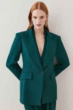 Discount 🛒 Karen Millen Compact Crepe Single Breasted Blazer 🤩