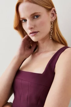 Flash Sale 👏 Karen Millen Structured Crepe Corset Bralet Top 💯 -Workwear Shop bkk07952 merlot xl 2