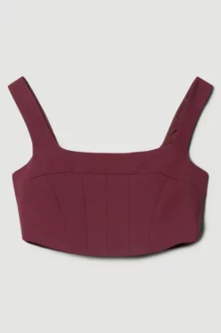 Flash Sale 👏 Karen Millen Structured Crepe Corset Bralet Top 💯 -Workwear Shop bkk07952 merlot xl 3