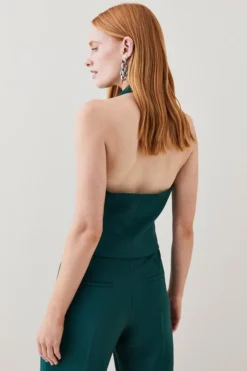 Discount ❤️ Karen Millen Structured Crepe Waistcoat 🌟 -Workwear Shop bkk07964 forest xl 2