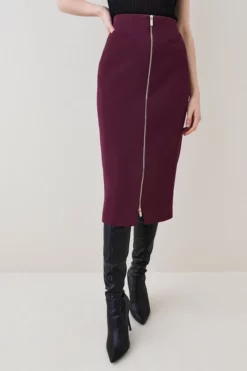Best Pirce 😀 Karen Millen Compact Stretch Corset Waist Zip Front Pencil 👗 Skirt ⌛ -Workwear Shop bkk07968 merlot xl 4