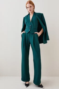 Discount 😉 Karen Millen Structured Crepe Wide Leg Trouser 💯