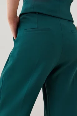 Discount 😉 Karen Millen Structured Crepe Wide Leg Trouser 💯 -Workwear Shop bkk07969 forest xl 2
