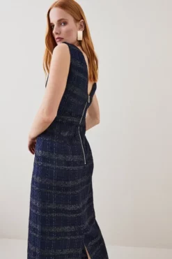 Brand new ๐ Karen Millen Tweed Frayed Waistband Detail Midi ๐ Dress ๐ 7 Brand new ๐ Karen Millen Tweed Frayed Waistband Detail Midi ๐ Dress ๐ -Workwear Shop bkk08014 navy xl 2