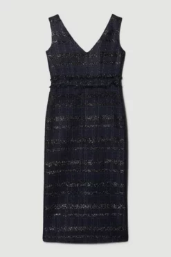 Brand new ๐ Karen Millen Tweed Frayed Waistband Detail Midi ๐ Dress ๐ 8 Brand new ๐ Karen Millen Tweed Frayed Waistband Detail Midi ๐ Dress ๐ -Workwear Shop bkk08014 navy xl 3