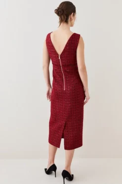Flash Sale ๐ Karen Millen Tweed Frayed Waistband Detail Midi ๐ Dress ๐ 8 Flash Sale ๐ Karen Millen Tweed Frayed Waistband Detail Midi ๐ Dress ๐ -Workwear Shop bkk08015 red xl 2