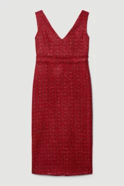 Flash Sale ๐ Karen Millen Tweed Frayed Waistband Detail Midi ๐ Dress ๐ 9 Flash Sale ๐ Karen Millen Tweed Frayed Waistband Detail Midi ๐ Dress ๐ -Workwear Shop bkk08015 red xl 3