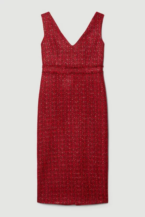 Flash Sale ๐ Karen Millen Tweed Frayed Waistband Detail Midi ๐ Dress ๐ 4 Flash Sale ๐ Karen Millen Tweed Frayed Waistband Detail Midi ๐ Dress ๐ - Image 4