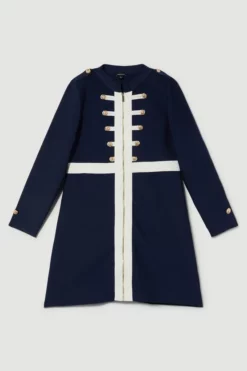 Buy 🎁 Karen Millen Plus Size Military Trim A-line Bandage Knit Mini 👗 Dress 🧨 -Workwear Shop bkk08054 navy xl 3