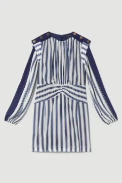 Cheapest 🎉 Karen Millen Military Stripe Twist Detail Mini 👗 Dress 🎉 -Workwear Shop bkk08212 navy xl 3