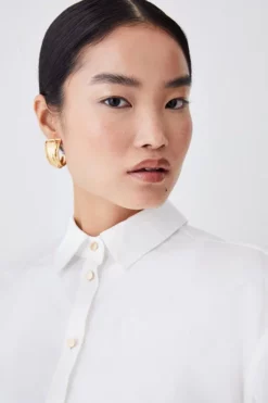 Budget 🎉 Karen Millen Cotton Button Down 👕 Shirt ✨ -Workwear Shop bkk08247 white xl 2