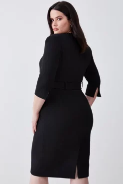 Best Pirce 🔥 Karen Millen Plus Size Structured Crepe Strong Shoulder Midi 👗 Dress 💯 -Workwear Shop bkk08356 black xl 2