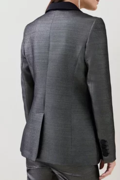 Brand new 🔔 Karen Millen Metallic Jacquard Tailored Single Breasted Jacket 😀 -Workwear Shop bkk08377 gold xl 4