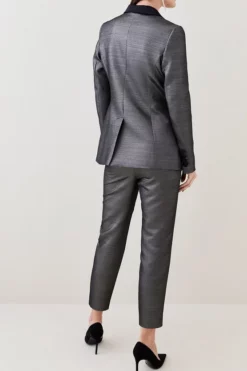 Brand new 🎉 Karen Millen Metallic Jacquard Waistband Detail Slim Leg Trouser 🔔 -Workwear Shop bkk08378 gold xl 2