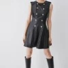 Cheapest 🔥 Karen Millen Leather Military Button Flippy Mini 👗 Dress ⭐